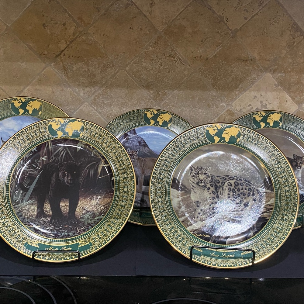 Collector plates Charles Frace set of 5 Kingdom of Great Cats with COA